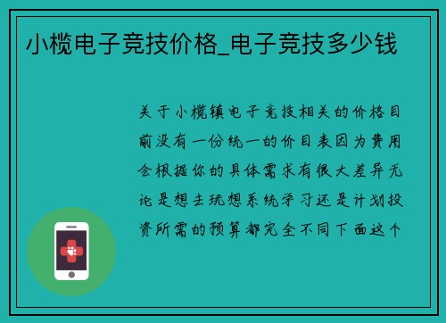 小榄电子竞技价格_电子竞技多少钱